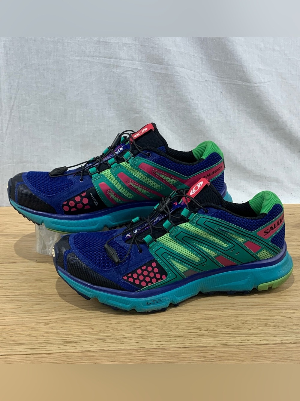 Salomon XR Mission 1 Womens Size 9.5 Trail Running Shoes Blue Green Pink